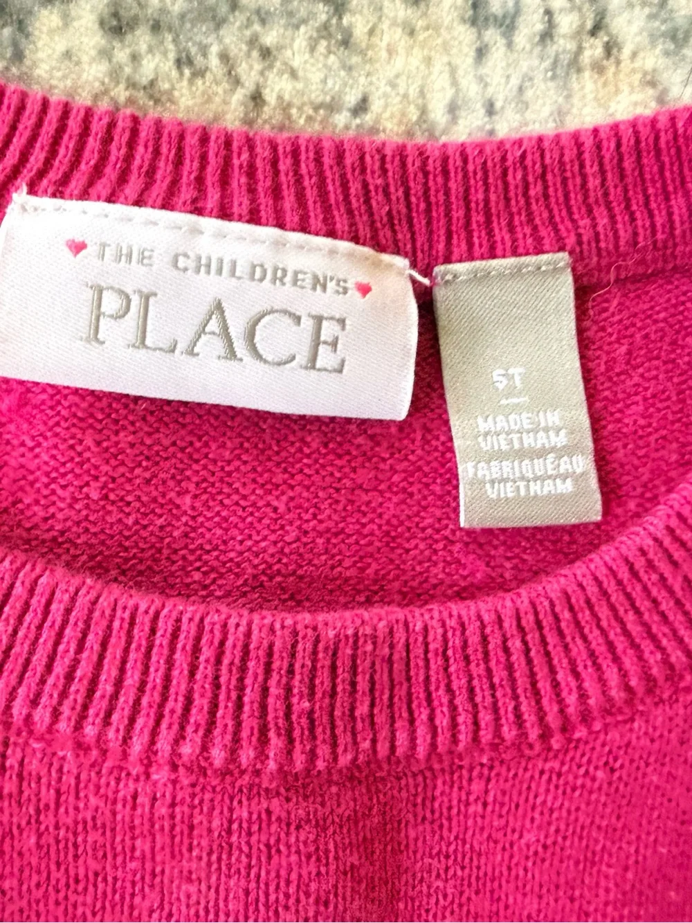 Children's Place Girls Pink Sweater with Sequin Bear 5T